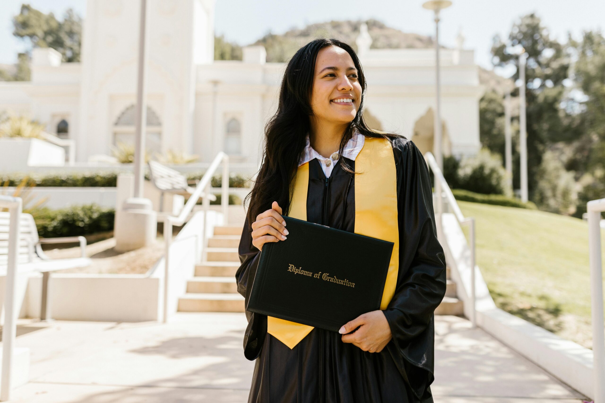 A thrilled international student celebrating a scholarship award.