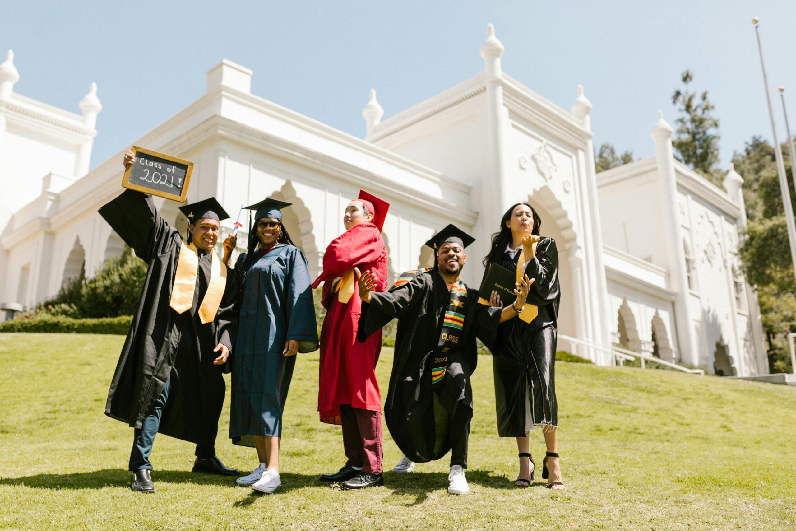 A bustling US university campus, welcoming international students
