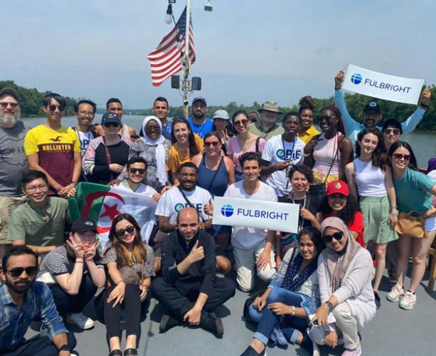 Fulbright scholars sharing cultural experiences in the U.S.